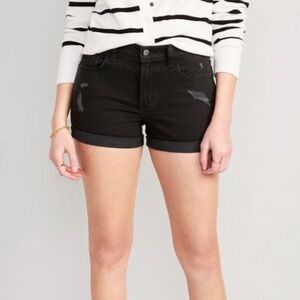 Old Navy Black Distressed Boyfriend Shorts